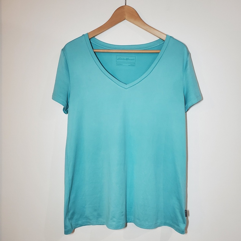 Eddie Bauer Women's Size Small Ana Two Piece Sleep Set Shorts Shirt V Neck Aqua